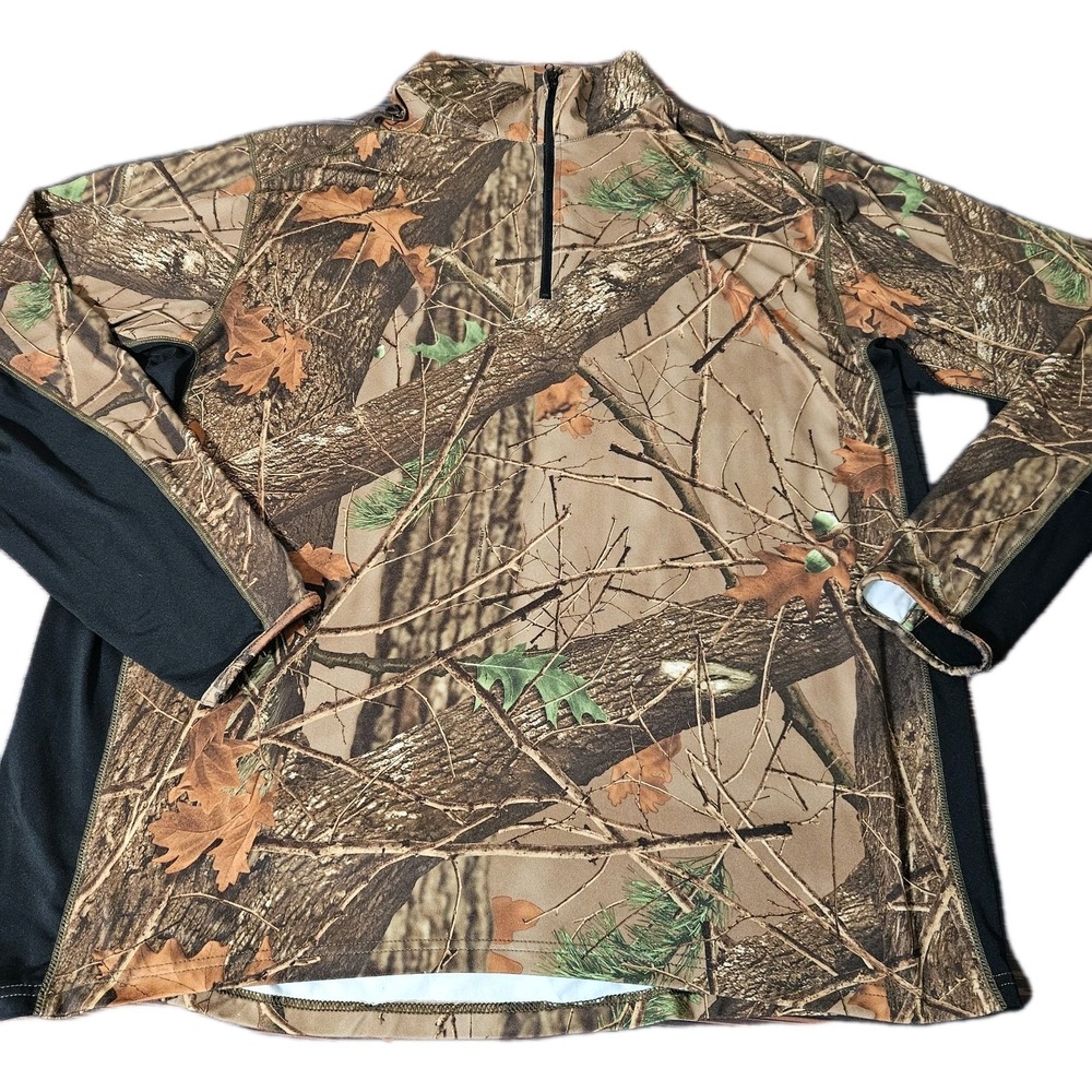 Mossy Oak Trail Crest ‎ Stretch Pullover Shirt Hunting Tree 2XL 1/4 Zip Fleece